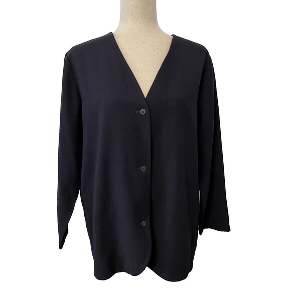 Eileen Fisher Women's M 100% Wool Cardigan Sweater Blazer Button 3/4 Sleeve - Picture 1 of 7